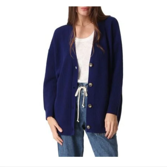 NWT Electric & Rose Everyday Wool and Cashmere cardigan in indigo - Picture 1 of 6